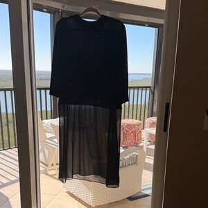 Eileen Fisher Mick Neck Black Tunic Top